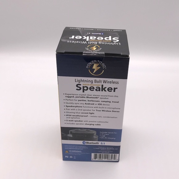 POWER TO GO BLUETOOTH 5.1 RECHARGEABLE SPEAKER - Picture 4 of 4